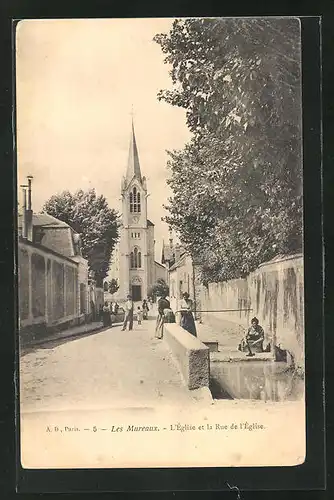 AK Les Mureaux, L`Eglise et la Rue de l`Eglise