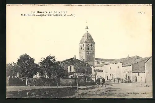 AK Mandres-aux-Quatre-Tours, Ortsansicht mit der Kirche