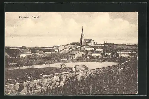 AK Pannes, Total, Blick nach Kirche