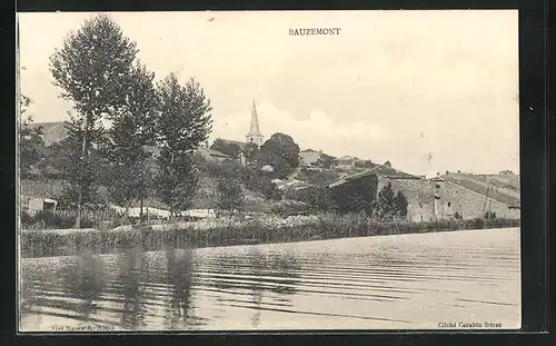 AK Bauzemont, Partie auf dem Fluss mit Blick zur Kirche