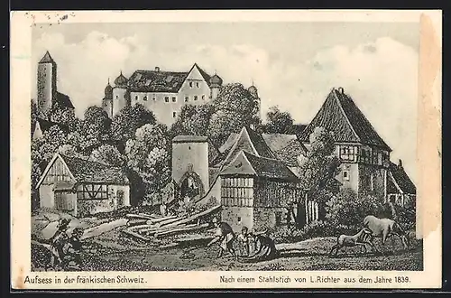 AK Aufsess in der fränkischen Schweiz, Nach einem Stahlstich von L. Richter 1839