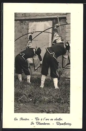 AK Männer in Flandern beim Bogenschiessen