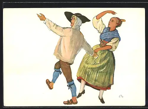 Künstler-AK Vevey, Fete des Vignerons 1927, Canton d`Uri, Paar in Tracht