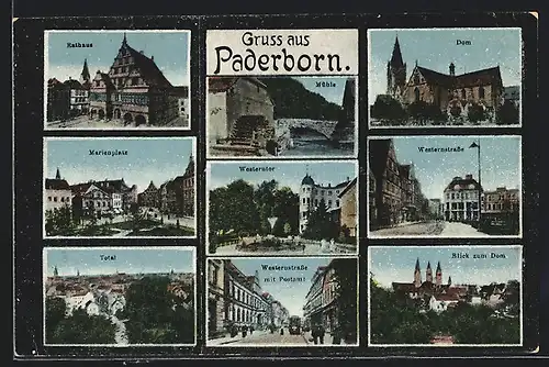 AK Paderborn, Rathaus, Dom, Westerntor