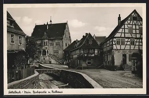 AK Dettelbach /Main, Bachpartie mit Rathaus