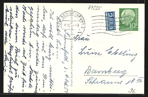 AK Dettelbach /Main, Bachpartie mit Rathaus