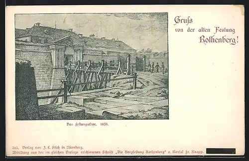 Künstler-AK Schnaittach, Festung Rothenberg, Das Festungstor 1838