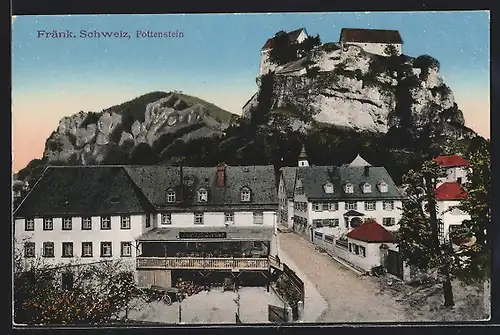 AK Pottenstein, Gasthof Distler mit Berg