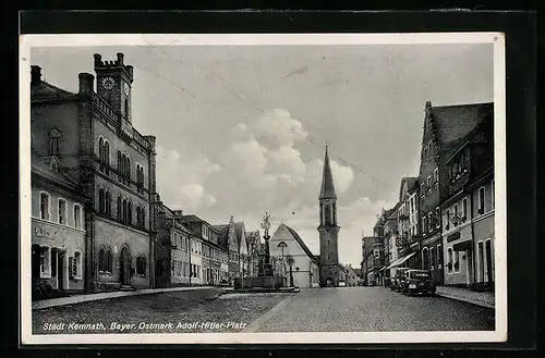 AK Kemnath /Bayer. Ostmark, Platz mit Geschäften und Tor