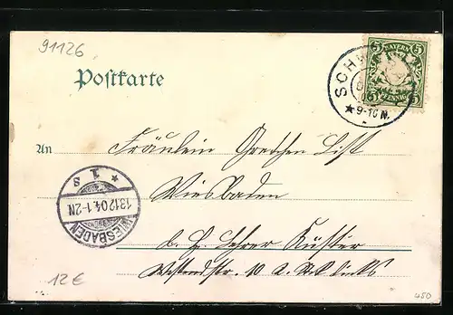 AK Schwabach, Teilansicht mit Kirche, Wappen