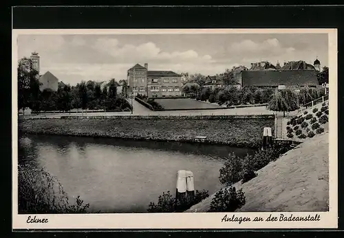 AK Erkner, Blick auf die Anlagen an der Badeanstalt