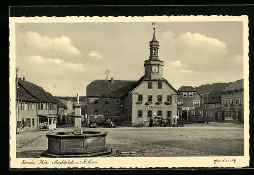 AK Remda i. Thür., Markt mit Rathaus