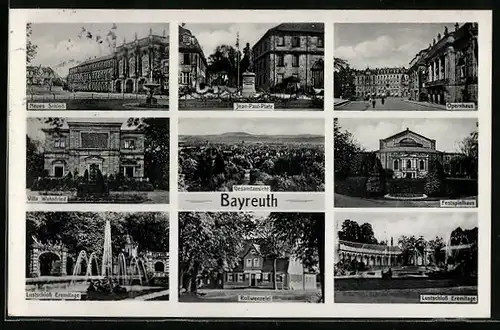 AK Bayreuth, Villa Wahnfried, Rollwenzelei, Festspielhaus