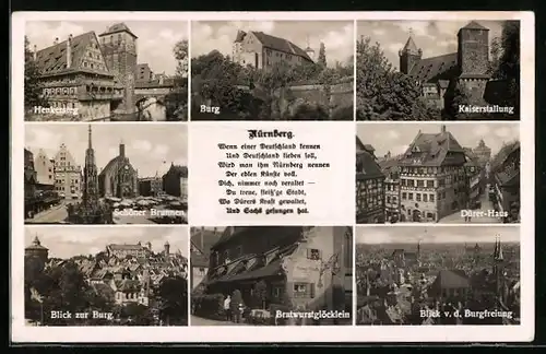 AK Nürnberg, Gasthaus Bratwurstglöcklein, Burg, Dürer-Haus
