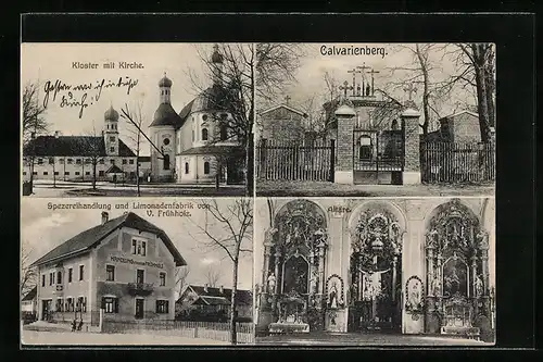 AK Klosterlechfeld, Kloster mit Kirche, Calvarienberg, Altäre, Spezereihandlung und Limonadenfabrik