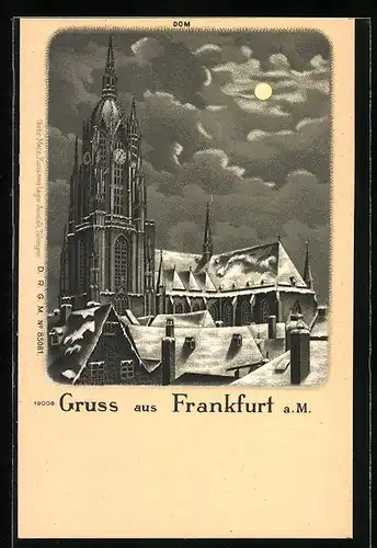 Winter-Lithographie Alt-Frankfurt, Dom
