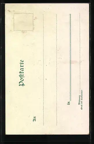 Lithographie Helgoland, Inselpanorama, Seebrücke, Leuchtturm und Strandhotels bei Beleuchtung