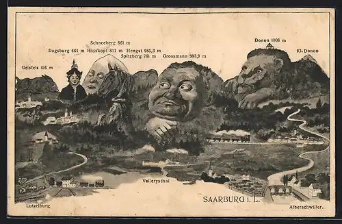 AK Saarburg i. L., Schneeberg, Vallerysthal, Berg mit Gesicht / Berggesichter