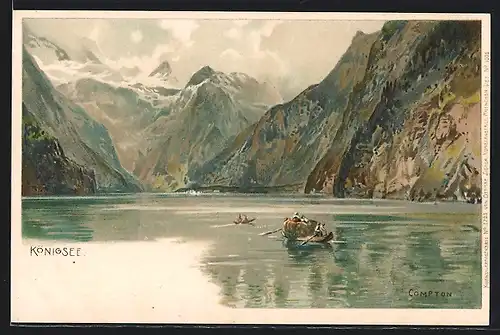 Künstler-AK Edward Theodore Compton: Ruderboote auf dem Königsee