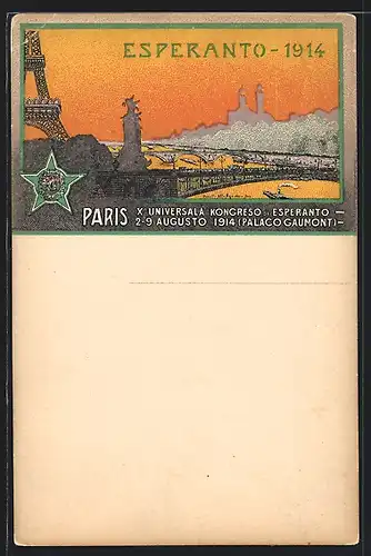 Lithographie Paris, X Universala Kongreso de Esperanto 1914, Palaco Gaumont