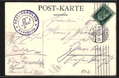 Präge-AK Nürnberg, Real-Absolvia, Studentenwappen, Wollen ist können!