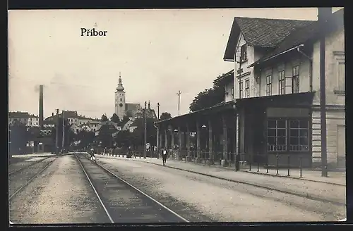 AK Pribor, Bahnhof von der Gleisseite