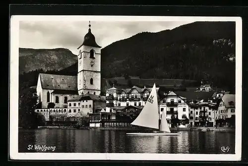 AK St. Wolfgang, Kirche und Hotel Weisses Rössl