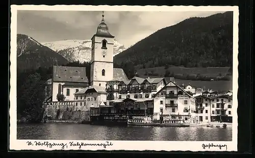 AK St. Wolfgang, Salzkammergut, Kirche und Hotel Weisses Rössl