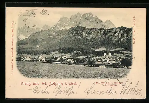 AK St. Johann, Blick zum Ort und Umgebung um 1900