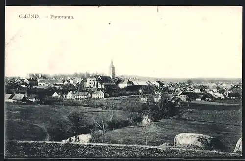AK Gmünd, Panorama der Stadt mit der Kirche