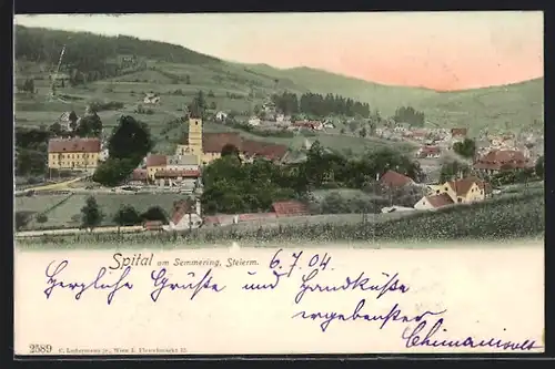 AK Spital am Semmering in der Steiermark, Gesamtansicht mit der Kirche