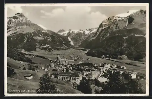 AK Engelberg, Gesamtansicht mit Hahnen, Spannörter und Titlis