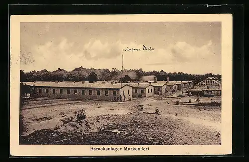 AK Markendorf, Ansicht vom Barackenlager