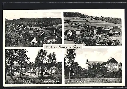 AK Bieringen, Kirche und Pfarrhaus, Partie am Bahnhof