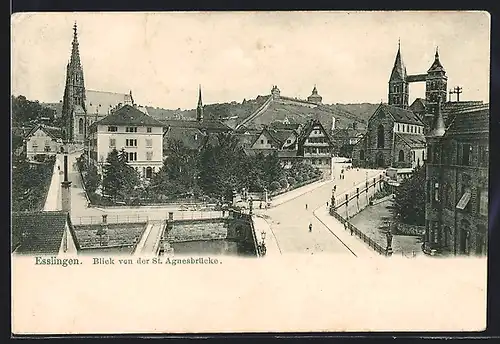 AK Esslingen, Blick von der St. Agnesbrücke