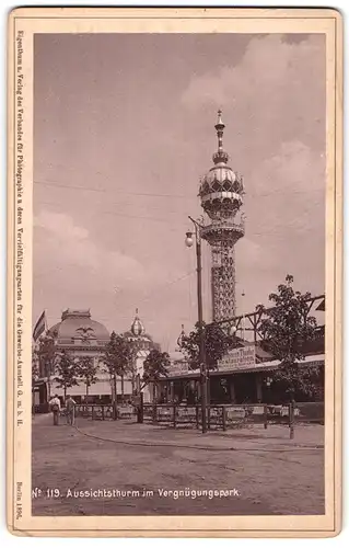 Fotografie Photographischer Verein, Berlin, Ansicht Berlin, Gewerbeausstellung 1896, Aussichtsturm im Vergnügungspark