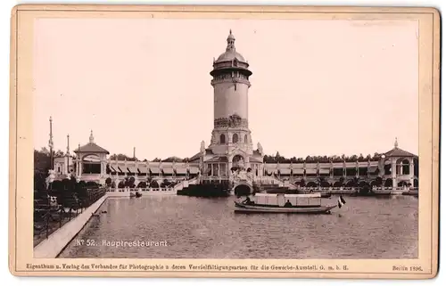 Fotografie Photographischer Verein, Berlin, Ansicht Berlin, Gewerbeausstellung 1896, das Hauptrestaurant mit Gondelteich