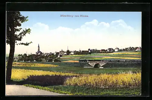 AK Münchberg, Teilansicht mit Kirche von Westen