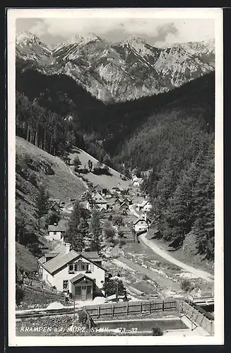 AK Krampen a. d. Mürz, Ortsansicht mit Blick ins Tal