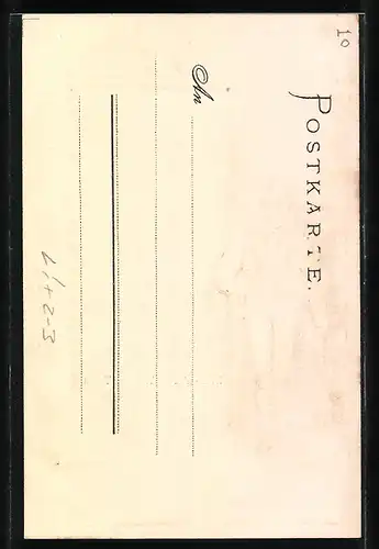 Passepartout-Lithographie Rothenburg, Weisser Turm, Briefträger mit Brief und Pferd, Briefkasten
