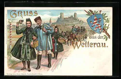 AK Menschen in einer Prozession in Wetterauer Trachten