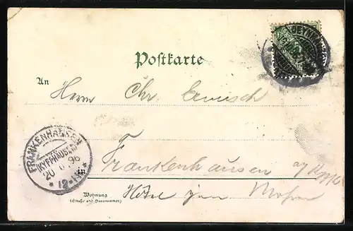 Lithographie Wittekindsberg, Kaiserdenkmal mit Blick ins Land