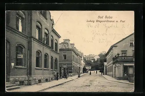 AK Bad Sulza, Ludwig Wiegand-Strasse mit Post
