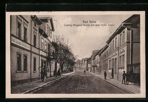 AK Bad Sulza, Ludwig-Wiegand-Strasse mit dem Hotel Simon