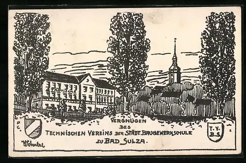 Künstler-AK Bad Sulza, Vergnügen des Technischen Vereins der städtischen Baugewerkschule
