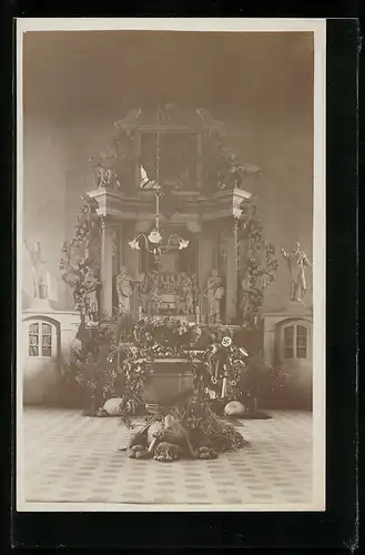 AK Elxleben, Erntedank 1934, Kirchenaltar