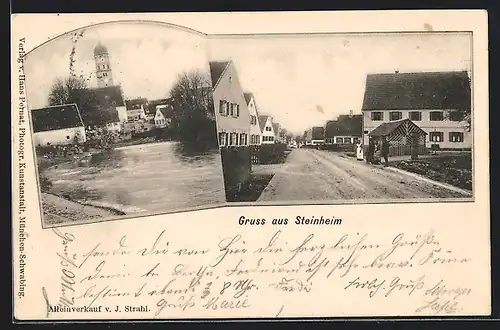AK Steinheim, Ortspartie, Blick zur Kirche am Wasser