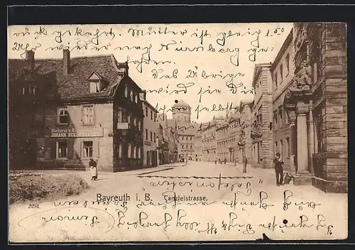 AK Bayreuth i. B., Kanzleistrasse mit Bäckerei und Bierwirtschaft Johann Eckenberger