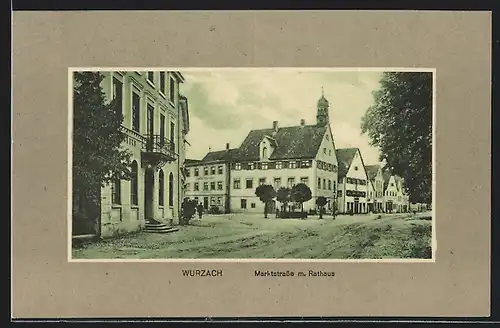 AK Wurzach, Marktstrasse mit Rathaus