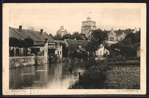 AK Bruck a. d. Leitha, Ortspartie an der Leitha